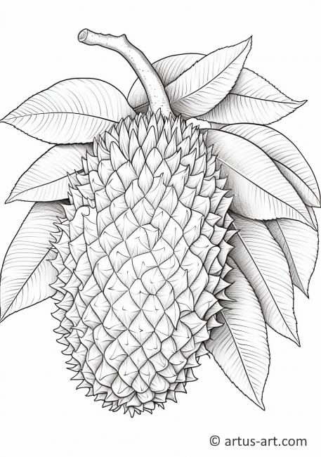 Página para colorear de la fruta de durian